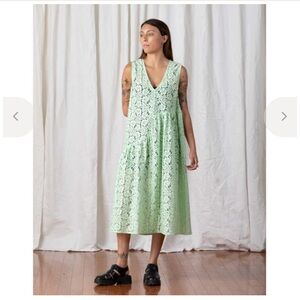 Ali Golden Mint Green Lace Dress